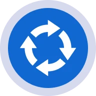 Blue circular recycle icon