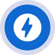 Blue circle with lightning bolt icon