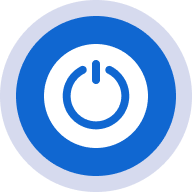 Power button icon in blue circle