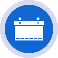 Battery icon on blue background
