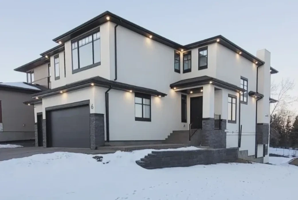 Two-story home at dusk